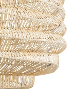 GloboStar® OREGON 02207 Boho Κρεμαστό Φωτιστικό Οροφής Μονόφωτο 1 x E27 AC220-240V IP20 – Φ80 x Υ65cm – Μπεζ Μπαμπού Πλέγμα – 5 Χρόνια Εγγύηση