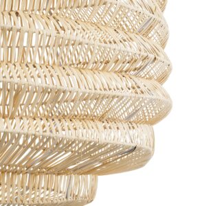 GloboStar® OREGON 02207 Boho Κρεμαστό Φωτιστικό Οροφής Μονόφωτο 1 x E27 AC220-240V IP20 – Φ80 x Υ65cm – Μπεζ Μπαμπού Πλέγμα – 5 Χρόνια Εγγύηση