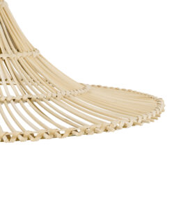 GloboStar® PALERMO 02208 Boho Κρεμαστό Φωτιστικό Οροφής Μονόφωτο 1 x E27 AC220-240V IP20 – Φ60 x Υ20cm – Μπεζ Ξύλινο Μπαμπού Πλέγμα – 5 Χρόνια Εγγύηση