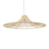 GloboStar® PALERMO 02209 Boho Κρεμαστό Φωτιστικό Οροφής Μονόφωτο 1 x E27 AC220-240V IP20 – Φ100 x Υ30cm – Μπεζ Ξύλινο Μπαμπού Πλέγμα – 5 Χρόνια Εγγύηση