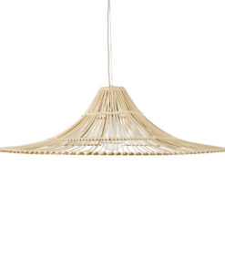 GloboStar® PALERMO 02209 Boho Κρεμαστό Φωτιστικό Οροφής Μονόφωτο 1 x E27 AC220-240V IP20 – Φ100 x Υ30cm – Μπεζ Ξύλινο Μπαμπού Πλέγμα – 5 Χρόνια Εγγύηση