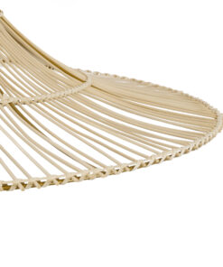 GloboStar® PALERMO 02209 Boho Κρεμαστό Φωτιστικό Οροφής Μονόφωτο 1 x E27 AC220-240V IP20 – Φ100 x Υ30cm – Μπεζ Ξύλινο Μπαμπού Πλέγμα – 5 Χρόνια Εγγύηση