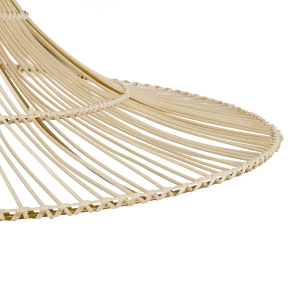 GloboStar® PALERMO 02209 Boho Κρεμαστό Φωτιστικό Οροφής Μονόφωτο 1 x E27 AC220-240V IP20 – Φ100 x Υ30cm – Μπεζ Ξύλινο Μπαμπού Πλέγμα – 5 Χρόνια Εγγύηση