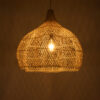 GloboStar® ADEJE 02210 Boho Κρεμαστό Φωτιστικό Οροφής Μονόφωτο 1 x E27 AC220-240V IP20 – Φ60 x Υ60cm – Μπεζ Ξύλινο Μπαμπού Πλέγμα Καμπάνα – 5 Χρόνια Εγγύηση