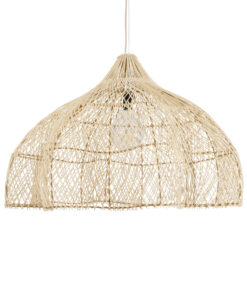 GloboStar® ADEJE 02211 Boho Κρεμαστό Φωτιστικό Οροφής Μονόφωτο 1 x E27 AC220-240V IP20 – Φ80 x Υ55cm – Μπεζ Ξύλινο Μπαμπού Πλέγμα Καμπάνα – 5 Χρόνια Εγγύηση