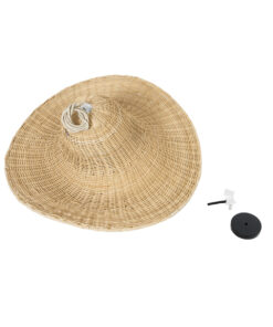 GloboStar® ESPARGOS 02214 Boho Κρεμαστό Φωτιστικό Οροφής Μονόφωτο 1 x E27 AC220-240V IP20 – Φ70 x Υ35cm – Μπεζ Ξύλινο Μπαμπού Πλέγμα – 5 Χρόνια Εγγύηση