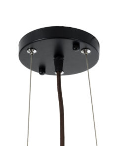 GloboStar® CORSICA 02216 Boho Κρεμαστό Φωτιστικό Οροφής Μονόφωτο 1 x E27 AC220-240V IP20 – Φ70 x Υ35cm – Μαύρο Μπεζ Ξύλινο Μπαμπού Πλέγμα Καμπάνα – 5 Χρόνια Εγγύηση