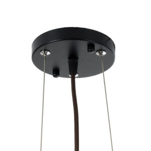 GloboStar® CORSICA 02216 Boho Κρεμαστό Φωτιστικό Οροφής Μονόφωτο 1 x E27 AC220-240V IP20 – Φ70 x Υ35cm – Μαύρο Μπεζ Ξύλινο Μπαμπού Πλέγμα Καμπάνα – 5 Χρόνια Εγγύηση