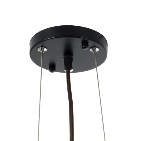 GloboStar® CORSICA 02216 Boho Κρεμαστό Φωτιστικό Οροφής Μονόφωτο 1 x E27 AC220-240V IP20 – Φ70 x Υ35cm – Μαύρο Μπεζ Ξύλινο Μπαμπού Πλέγμα Καμπάνα – 5 Χρόνια Εγγύηση