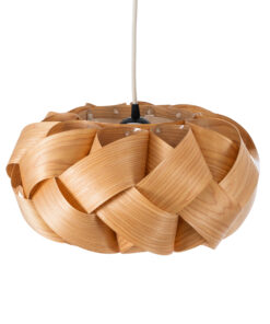 GloboStar® SARDIGNA 02217 Boho Κρεμαστό Φωτιστικό Οροφής Μονόφωτο 1 x E27 AC220-240V IP20 – Φ40 x Υ20cm – Καφέ Λεπτό Φύλλο Ξύλου Πλέγμα – 5 Χρόνια Εγγύηση