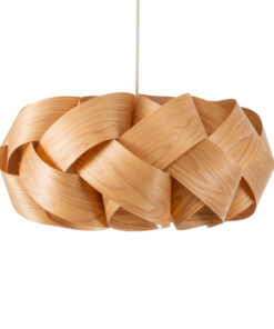 GloboStar® SARDIGNA 02218 Boho Κρεμαστό Φωτιστικό Οροφής Μονόφωτο 1 x E27 AC220-240V IP20 – Φ60 x Υ30cm – Καφέ Λεπτό Φύλλο Ξύλου Πλέγμα – 5 Χρόνια Εγγύηση