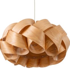 GloboStar® SARDIGNA 02218 Boho Κρεμαστό Φωτιστικό Οροφής Μονόφωτο 1 x E27 AC220-240V IP20 – Φ60 x Υ30cm – Καφέ Λεπτό Φύλλο Ξύλου Πλέγμα – 5 Χρόνια Εγγύηση