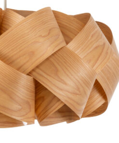 GloboStar® SARDIGNA 02218 Boho Κρεμαστό Φωτιστικό Οροφής Μονόφωτο 1 x E27 AC220-240V IP20 – Φ60 x Υ30cm – Καφέ Λεπτό Φύλλο Ξύλου Πλέγμα – 5 Χρόνια Εγγύηση