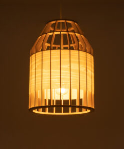 GloboStar® GALIA 02219 Boho Κρεμαστό Φωτιστικό Οροφής Μονόφωτο 1 x E27 AC220-240V IP20 – Φ30 x Υ40cm – Μπεζ Ξύλινο Μπαμπού Πλέγμα Καμπάνα – 5 Χρόνια Εγγύηση