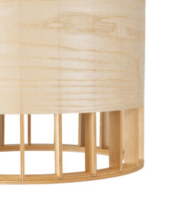 GloboStar® GALIA 02219 Boho Κρεμαστό Φωτιστικό Οροφής Μονόφωτο 1 x E27 AC220-240V IP20 – Φ30 x Υ40cm – Μπεζ Ξύλινο Μπαμπού Πλέγμα Καμπάνα – 5 Χρόνια Εγγύηση