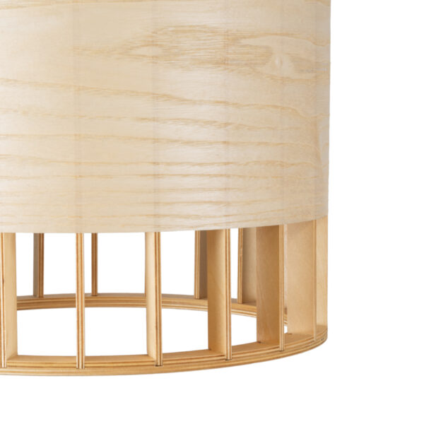 GloboStar® GALIA 02219 Boho Κρεμαστό Φωτιστικό Οροφής Μονόφωτο 1 x E27 AC220-240V IP20 – Φ30 x Υ40cm – Μπεζ Ξύλινο Μπαμπού Πλέγμα Καμπάνα – 5 Χρόνια Εγγύηση