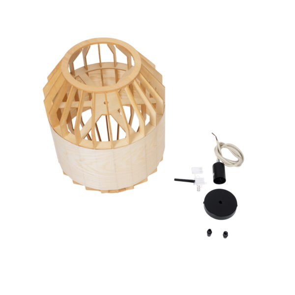 GloboStar® GALIA 02220 Boho Κρεμαστό Φωτιστικό Οροφής Μονόφωτο 1 x E27 AC220-240V IP20 – Φ30 x Υ40cm – Μπεζ Ξύλινο Μπαμπού Πλέγμα – 5 Χρόνια Εγγύηση