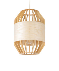 GloboStar® GALIA 02220 Boho Κρεμαστό Φωτιστικό Οροφής Μονόφωτο 1 x E27 AC220-240V IP20 – Φ30 x Υ40cm – Μπεζ Ξύλινο Μπαμπού Πλέγμα – 5 Χρόνια Εγγύηση