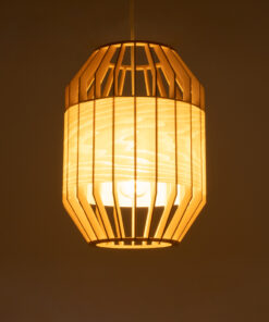 GloboStar® GALIA 02220 Boho Κρεμαστό Φωτιστικό Οροφής Μονόφωτο 1 x E27 AC220-240V IP20 – Φ30 x Υ40cm – Μπεζ Ξύλινο Μπαμπού Πλέγμα – 5 Χρόνια Εγγύηση