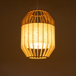 GloboStar® GALIA 02220 Boho Κρεμαστό Φωτιστικό Οροφής Μονόφωτο 1 x E27 AC220-240V IP20 – Φ30 x Υ40cm – Μπεζ Ξύλινο Μπαμπού Πλέγμα – 5 Χρόνια Εγγύηση
