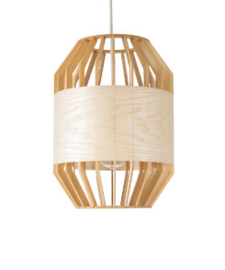 GloboStar® GALIA 02220 Boho Κρεμαστό Φωτιστικό Οροφής Μονόφωτο 1 x E27 AC220-240V IP20 – Φ30 x Υ40cm – Μπεζ Ξύλινο Μπαμπού Πλέγμα – 5 Χρόνια Εγγύηση