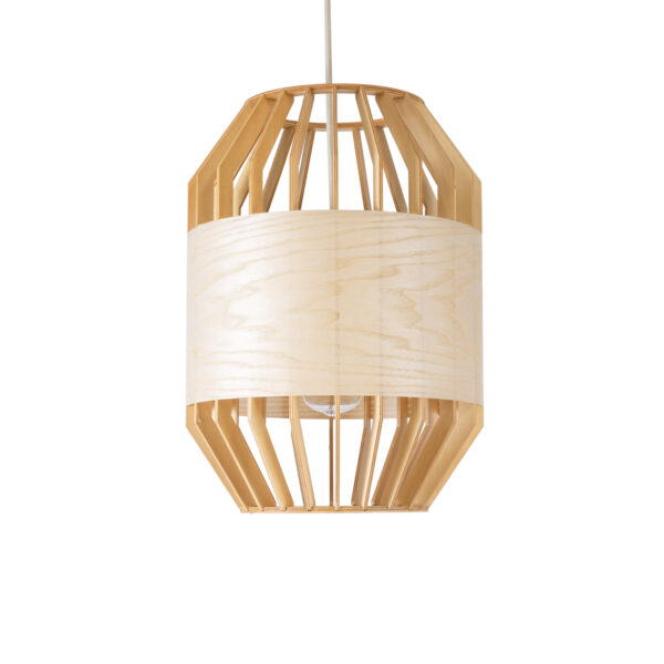 GloboStar® GALIA 02220 Boho Κρεμαστό Φωτιστικό Οροφής Μονόφωτο 1 x E27 AC220-240V IP20 – Φ30 x Υ40cm – Μπεζ Ξύλινο Μπαμπού Πλέγμα – 5 Χρόνια Εγγύηση