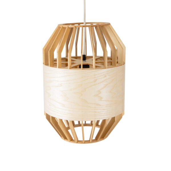 GloboStar® GALIA 02220 Boho Κρεμαστό Φωτιστικό Οροφής Μονόφωτο 1 x E27 AC220-240V IP20 – Φ30 x Υ40cm – Μπεζ Ξύλινο Μπαμπού Πλέγμα – 5 Χρόνια Εγγύηση