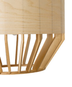 GloboStar® GALIA 02220 Boho Κρεμαστό Φωτιστικό Οροφής Μονόφωτο 1 x E27 AC220-240V IP20 – Φ30 x Υ40cm – Μπεζ Ξύλινο Μπαμπού Πλέγμα – 5 Χρόνια Εγγύηση