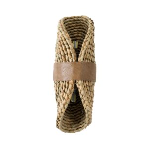GloboStar® GUAVA 02222 Boho Φωτιστικό Τοίχου – Απλίκα Δίφωτο 2 x G9 AC220-240V IP20 – Μ11 x Π13 x Υ30cm – Μπεζ Ξύλινο Μπαμπού Πλέγμα – 5 Χρόνια Εγγύηση