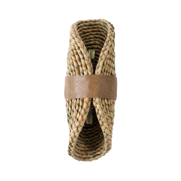 GloboStar® GUAVA 02222 Boho Φωτιστικό Τοίχου – Απλίκα Δίφωτο 2 x G9 AC220-240V IP20 – Μ11 x Π13 x Υ30cm – Μπεζ Ξύλινο Μπαμπού Πλέγμα – 5 Χρόνια Εγγύηση