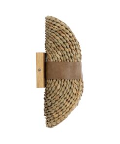 GloboStar® GUAVA 02222 Boho Φωτιστικό Τοίχου – Απλίκα Δίφωτο 2 x G9 AC220-240V IP20 – Μ11 x Π13 x Υ30cm – Μπεζ Ξύλινο Μπαμπού Πλέγμα – 5 Χρόνια Εγγύηση