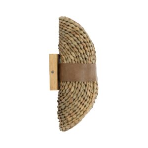 GloboStar® GUAVA 02222 Boho Φωτιστικό Τοίχου – Απλίκα Δίφωτο 2 x G9 AC220-240V IP20 – Μ11 x Π13 x Υ30cm – Μπεζ Ξύλινο Μπαμπού Πλέγμα – 5 Χρόνια Εγγύηση