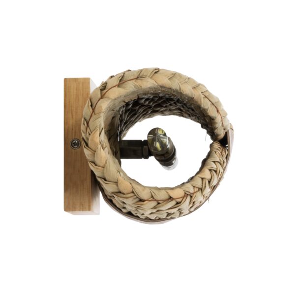 GloboStar® GUAVA 02222 Boho Φωτιστικό Τοίχου – Απλίκα Δίφωτο 2 x G9 AC220-240V IP20 – Μ11 x Π13 x Υ30cm – Μπεζ Ξύλινο Μπαμπού Πλέγμα – 5 Χρόνια Εγγύηση