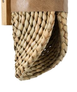 GloboStar® GUAVA 02222 Boho Φωτιστικό Τοίχου – Απλίκα Δίφωτο 2 x G9 AC220-240V IP20 – Μ11 x Π13 x Υ30cm – Μπεζ Ξύλινο Μπαμπού Πλέγμα – 5 Χρόνια Εγγύηση