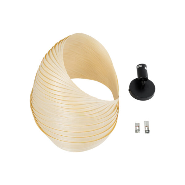 GloboStar® SALREL 02224 Boho Φωτιστικό Τοίχου – Απλίκα Μονόφωτο 1 x E27 AC 220-240V IP20 – Μ30 x Π22 x Υ38cm – Μπεζ Λεπτό Φύλλο Ξύλου Πλέγμα – 5 Χρόνια Εγγύηση