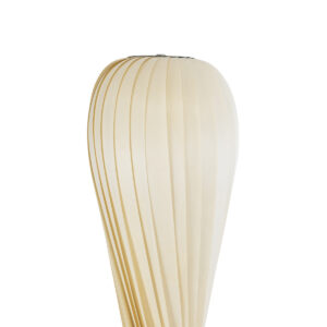 GloboStar® PRAIA 02225 Μοντέρνο Επιδαπέδιο Φωτιστικό Δίφωτο 2 x E27 AC220-240V IP20 – Φ25 x Υ145cm – Μπεζ Λευκό Λεπτό Φύλλο Ξύλου Πλέγμα – 5 Χρόνια Εγγύηση