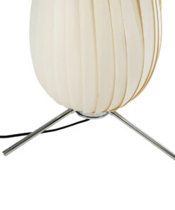 GloboStar® PRAIA 02225 Μοντέρνο Επιδαπέδιο Φωτιστικό Δίφωτο 2 x E27 AC220-240V IP20 – Φ25 x Υ145cm – Μπεζ Λευκό Λεπτό Φύλλο Ξύλου Πλέγμα – 5 Χρόνια Εγγύηση