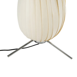 GloboStar® PRAIA 02225 Μοντέρνο Επιδαπέδιο Φωτιστικό Δίφωτο 2 x E27 AC220-240V IP20 – Φ25 x Υ145cm – Μπεζ Λευκό Λεπτό Φύλλο Ξύλου Πλέγμα – 5 Χρόνια Εγγύηση