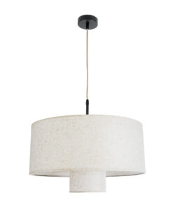 GloboStar® MARIGOLD 02226 Boho Κρεμαστό Φωτιστικό Οροφής Μονόφωτο 1 x E27 AC220-240V IP20 – Φ48 x Υ27cm – Λευκό Ύφασμα Καμπάνα – 5 Χρόνια Εγγύηση