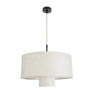 GloboStar® MARIGOLD 02226 Boho Κρεμαστό Φωτιστικό Οροφής Μονόφωτο 1 x E27 AC220-240V IP20 – Φ48 x Υ27cm – Λευκό Ύφασμα Καμπάνα – 5 Χρόνια Εγγύηση