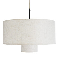 GloboStar® MARIGOLD 02226 Boho Κρεμαστό Φωτιστικό Οροφής Μονόφωτο 1 x E27 AC220-240V IP20 – Φ48 x Υ27cm – Λευκό Ύφασμα Καμπάνα – 5 Χρόνια Εγγύηση