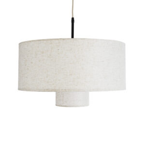 GloboStar® MARIGOLD 02226 Boho Κρεμαστό Φωτιστικό Οροφής Μονόφωτο 1 x E27 AC220-240V IP20 – Φ48 x Υ27cm – Λευκό Ύφασμα Καμπάνα – 5 Χρόνια Εγγύηση