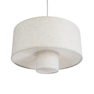 GloboStar® MARIGOLD 02226 Boho Κρεμαστό Φωτιστικό Οροφής Μονόφωτο 1 x E27 AC220-240V IP20 – Φ48 x Υ27cm – Λευκό Ύφασμα Καμπάνα – 5 Χρόνια Εγγύηση