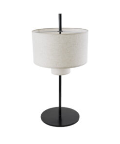 GloboStar® MARIGOLD 02227 Μοντέρνο Επιτραπέζιο Φωτιστικό Τρίφωτο 3 x E27 AC220-240V IP20 – Φ36 x Υ70cm – Μαύρο Μεταλλικό με Λευκό Μπεζ Καπέλο – 5 Χρόνια Εγγύηση