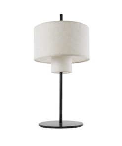 GloboStar® MARIGOLD 02227 Μοντέρνο Επιτραπέζιο Φωτιστικό Τρίφωτο 3 x E27 AC220-240V IP20 – Φ36 x Υ70cm – Μαύρο Μεταλλικό με Λευκό Μπεζ Καπέλο – 5 Χρόνια Εγγύηση