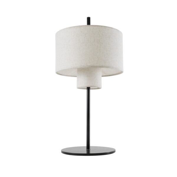 GloboStar® MARIGOLD 02227 Μοντέρνο Επιτραπέζιο Φωτιστικό Τρίφωτο 3 x E27 AC220-240V IP20 – Φ36 x Υ70cm – Μαύρο Μεταλλικό με Λευκό Μπεζ Καπέλο – 5 Χρόνια Εγγύηση