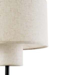 GloboStar® MARIGOLD 02227 Μοντέρνο Επιτραπέζιο Φωτιστικό Τρίφωτο 3 x E27 AC220-240V IP20 – Φ36 x Υ70cm – Μαύρο Μεταλλικό με Λευκό Μπεζ Καπέλο – 5 Χρόνια Εγγύηση