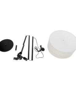 GloboStar® MARIGOLD 02228 Μοντέρνο Επιδαπέδιο Φωτιστικό Τρίφωτο 3 x E27 AC220-240V IP20 – Φ46 x Υ160cm – Μαύρο Μεταλλικό με Λευκό Μπεζ Καπέλο – 5 Χρόνια Εγγύηση