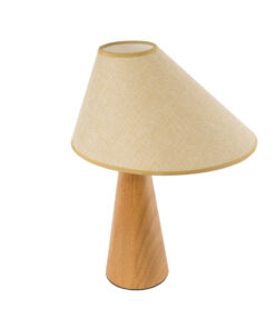 GloboStar® KAUAI 02229 Μοντέρνο Επιτραπέζιο Φωτιστικό Μονόφωτο 1 x E27 AC220-240V IP20 – Μ34 x Π30 x Υ48cm – Μπεζ Ξύλινο Καμπάνα – 5 Χρόνια Εγγύηση