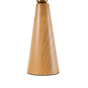 GloboStar® KAUAI 02229 Μοντέρνο Επιτραπέζιο Φωτιστικό Μονόφωτο 1 x E27 AC220-240V IP20 – Μ34 x Π30 x Υ48cm – Μπεζ Ξύλινο Καμπάνα – 5 Χρόνια Εγγύηση